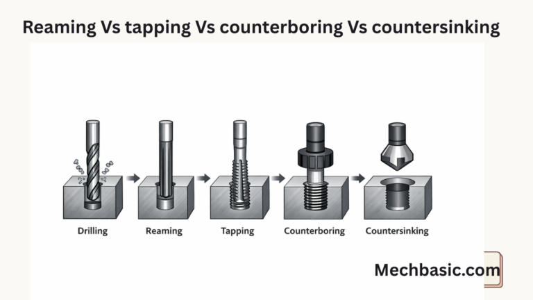Counter Scale Ripering Reaming Vs tapping Vs counterboring Vs countersinking