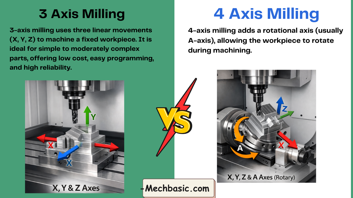 4 axis vs 3 axis Milling-Everything you need to know
