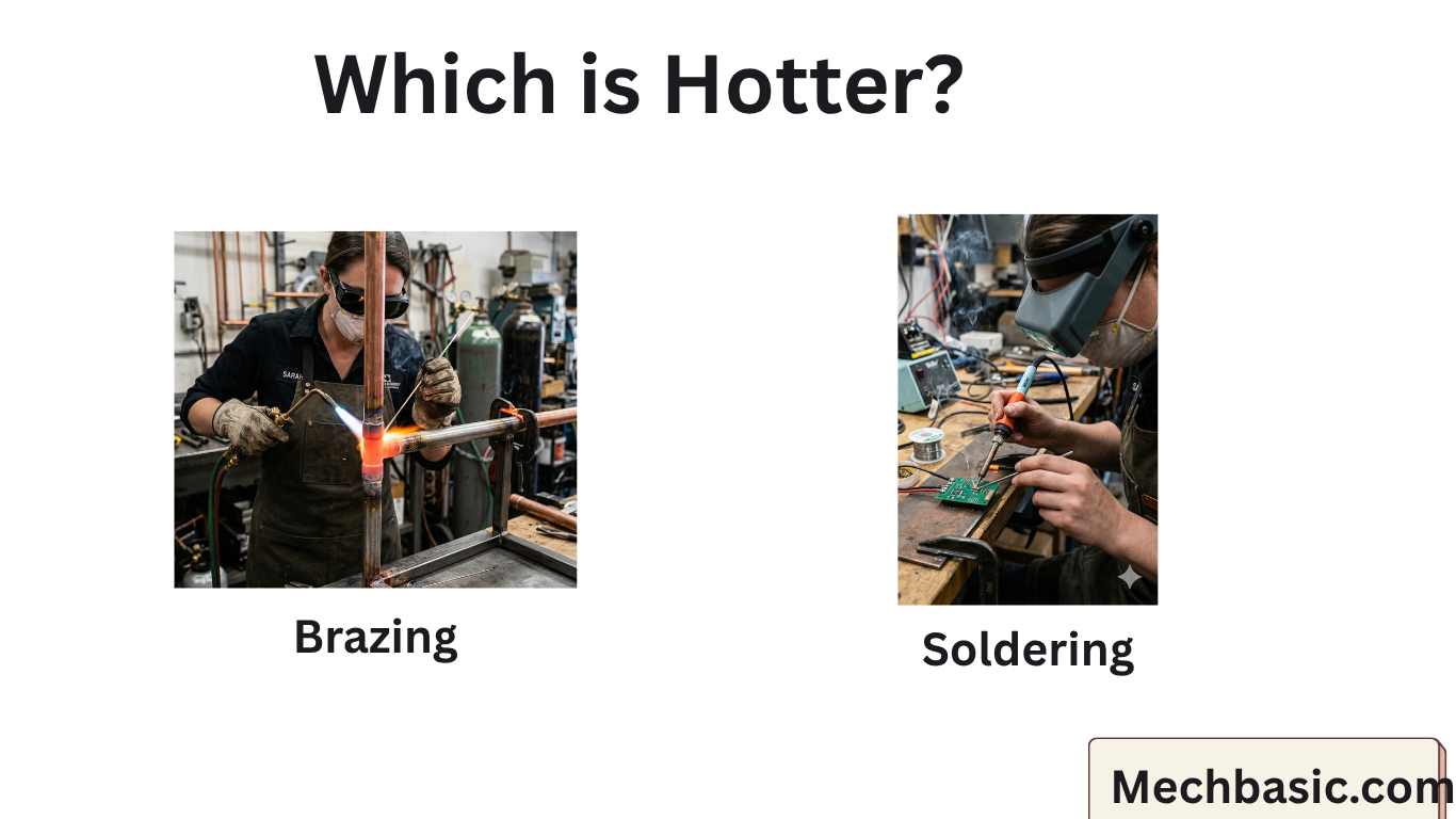 Which is hotter, brazing or soldering?