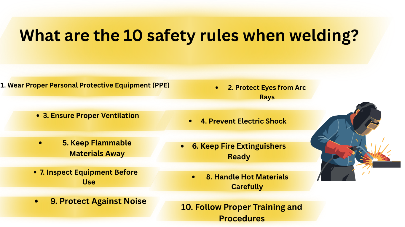 What are the 10 safety rules when welding?