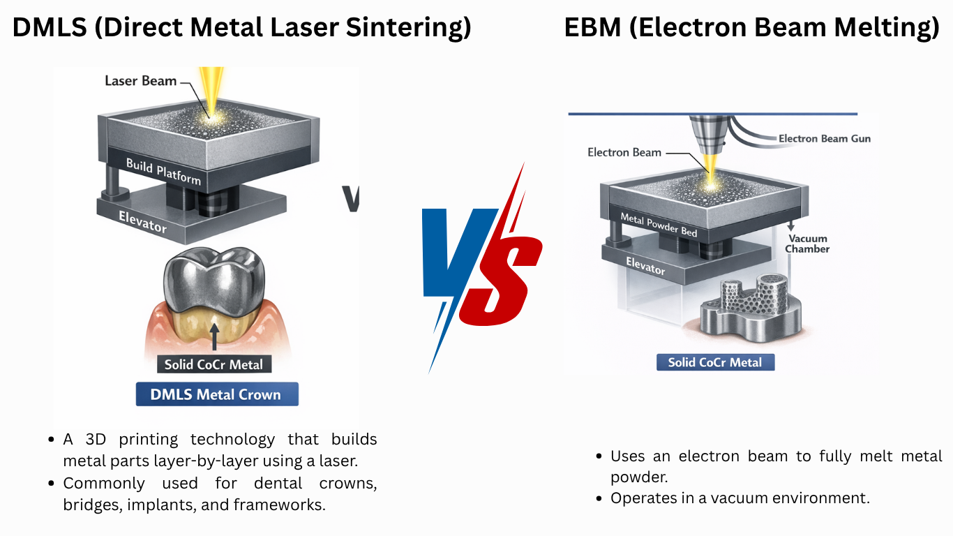 What is the difference between DMLS and EBM?