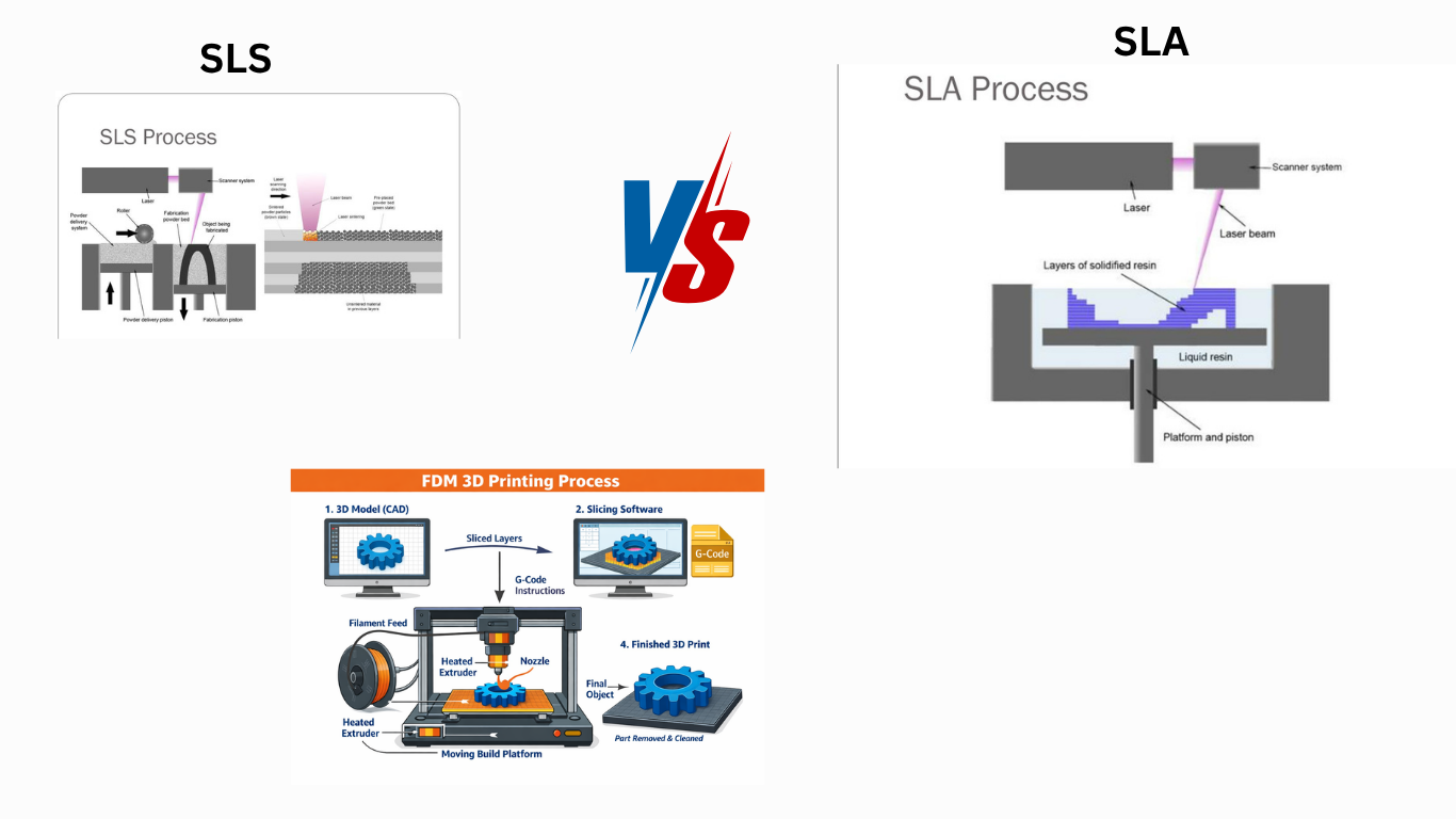 FDM vs SLA vs SLS-Differences you need to know