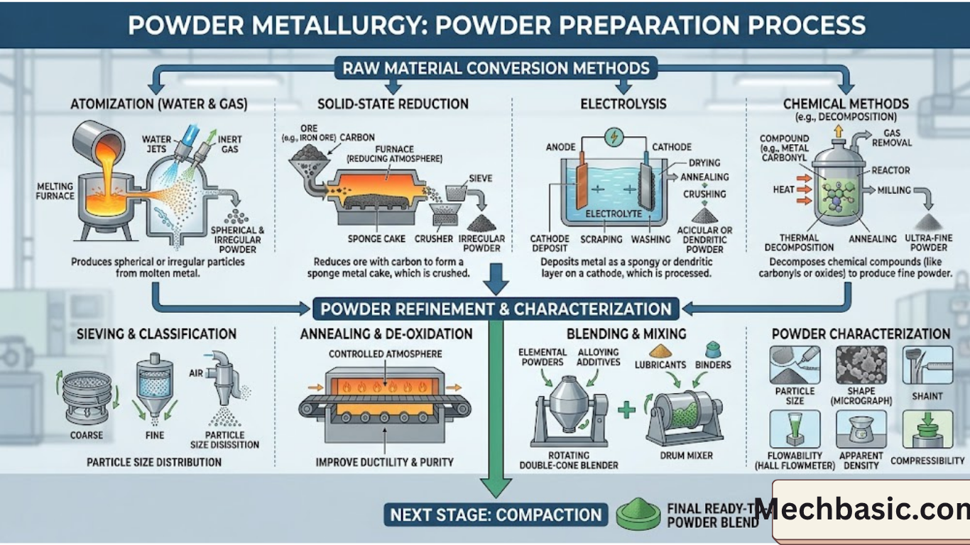 Powder preparation in powder metallurgy