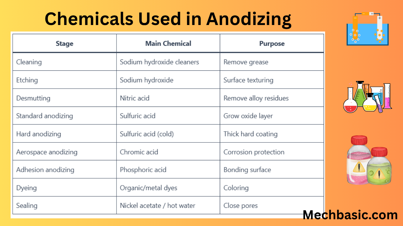 What chemical is used in anodizing?