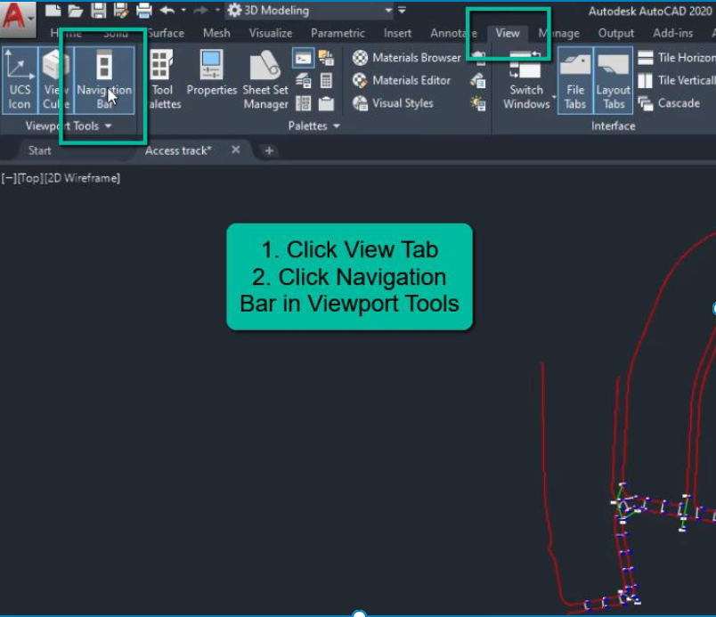 How to get navigation bar in AutoCAD?