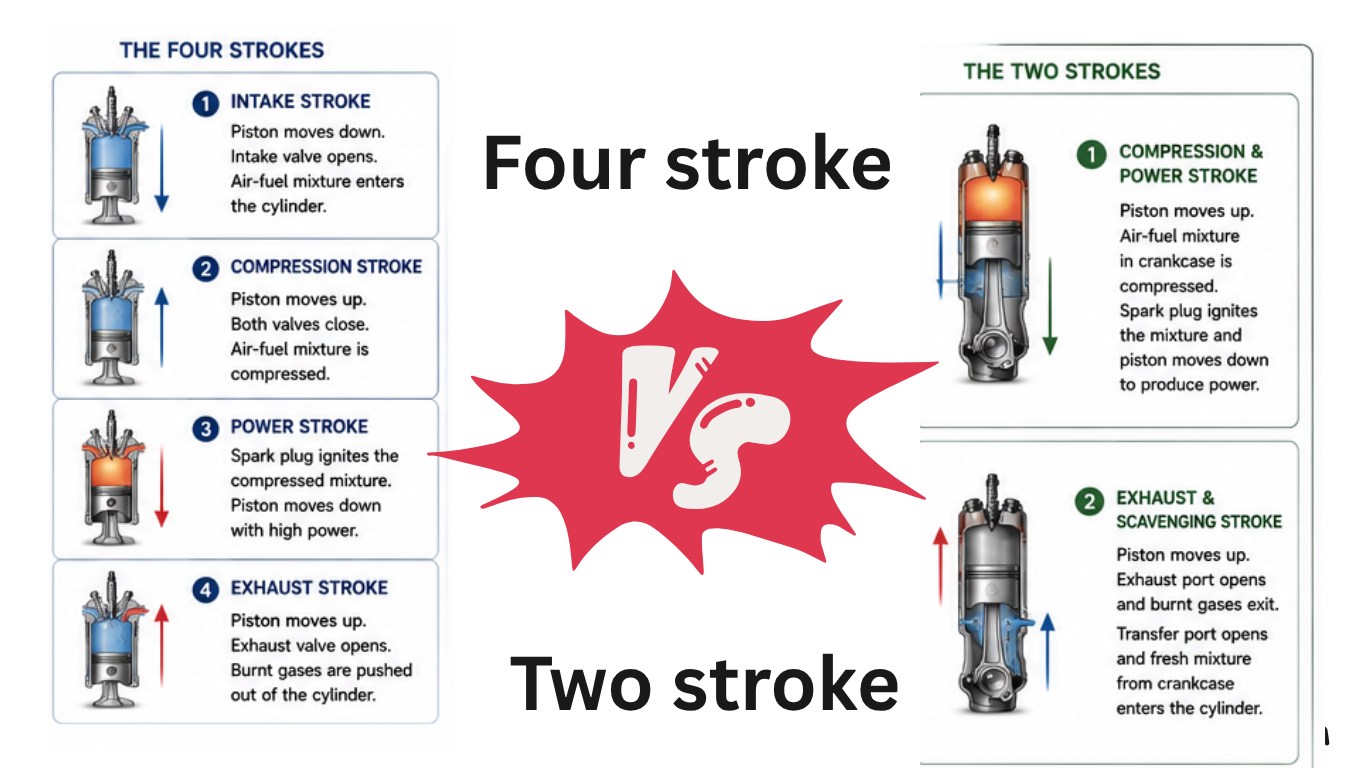 Internal Combustion Engine Cycles: Four-stroke vs Two-stroke