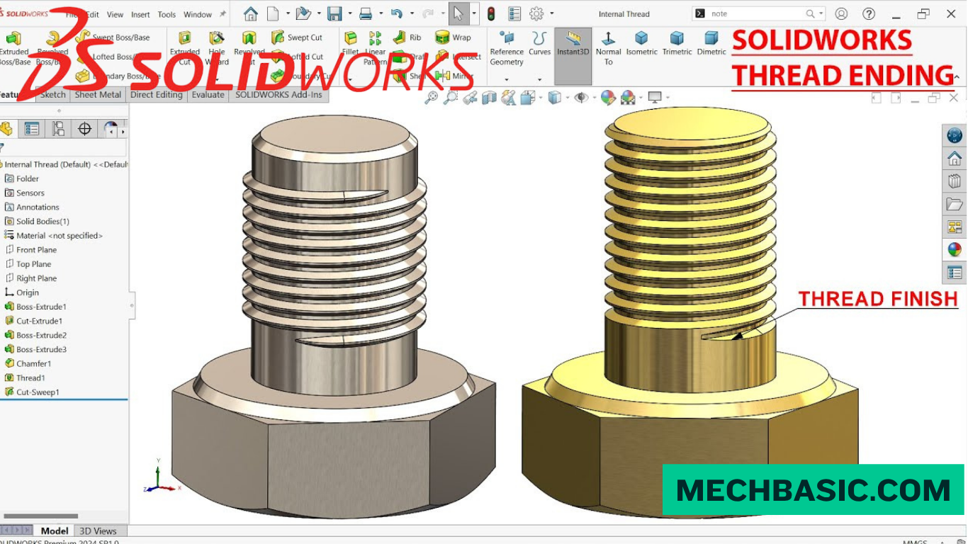 How to make a screw thread in solidworks