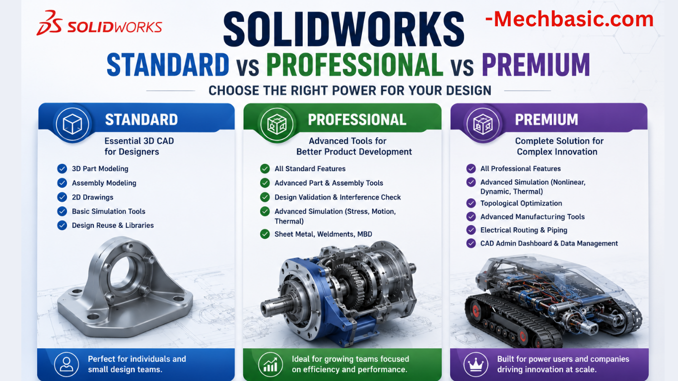 SolidWorks Standard vs Professional vs Premium: Full Feature Comparison